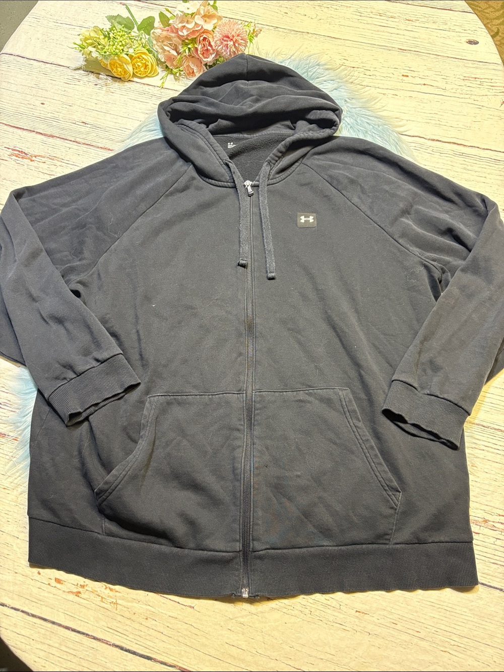 Under Armour Men's Black Loose Fit Full-Zip Hoodie Jacket sz 3XL